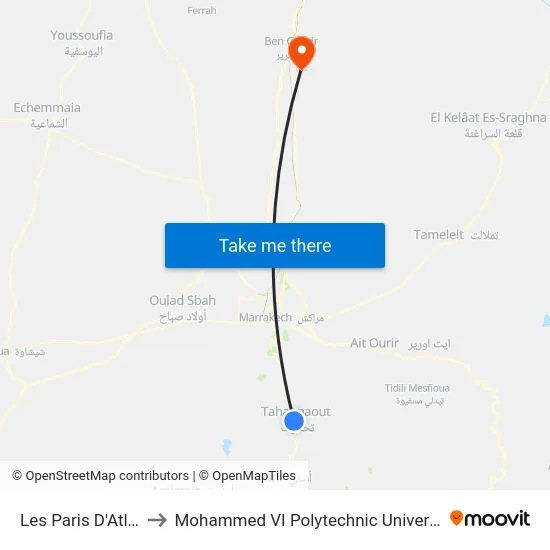 Les Paris D'Atlas to Mohammed VI Polytechnic University map