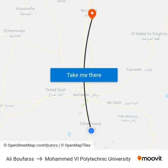 Ali Boufarss to Mohammed VI Polytechnic University map