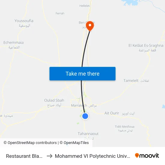Restaurant Bladna to Mohammed VI Polytechnic University map