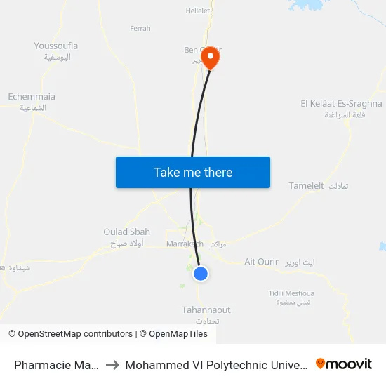 Pharmacie Malak to Mohammed VI Polytechnic University map