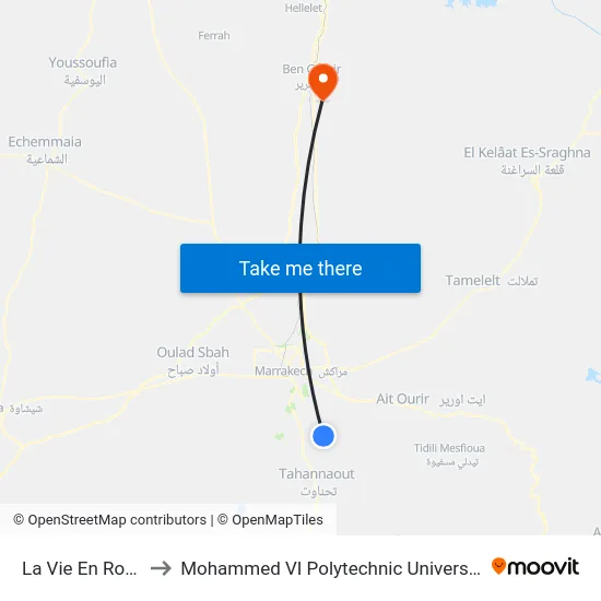 La Vie En Rose to Mohammed VI Polytechnic University map