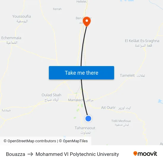 Bouazza to Mohammed VI Polytechnic University map