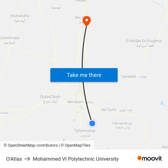 O'Atlas to Mohammed VI Polytechnic University map