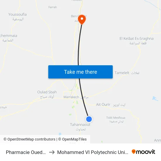 Pharmacie Oued Issil to Mohammed VI Polytechnic University map