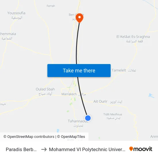 Paradis Berbère to Mohammed VI Polytechnic University map