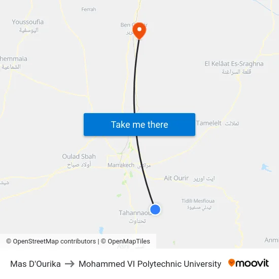 Mas D'Ourika to Mohammed VI Polytechnic University map