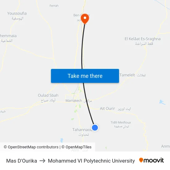 Mas D'Ourika to Mohammed VI Polytechnic University map