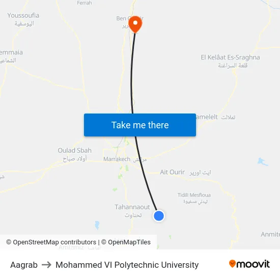 Aagrab to Mohammed VI Polytechnic University map