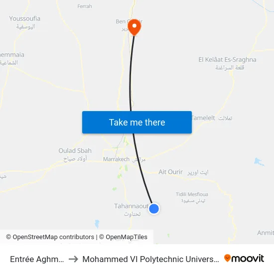 Entrée Aghmat to Mohammed VI Polytechnic University map