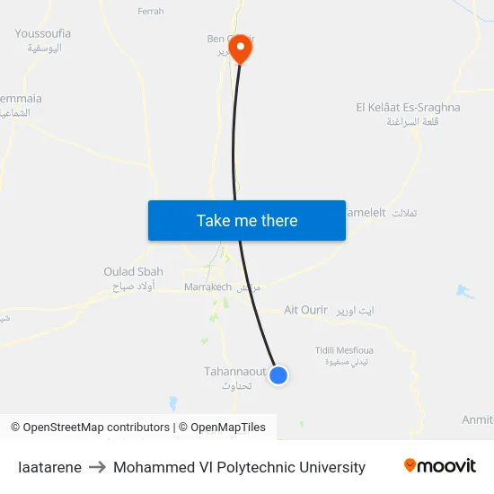 Iaatarene to Mohammed VI Polytechnic University map