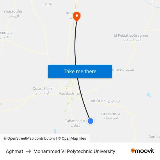 Aghmat to Mohammed VI Polytechnic University map