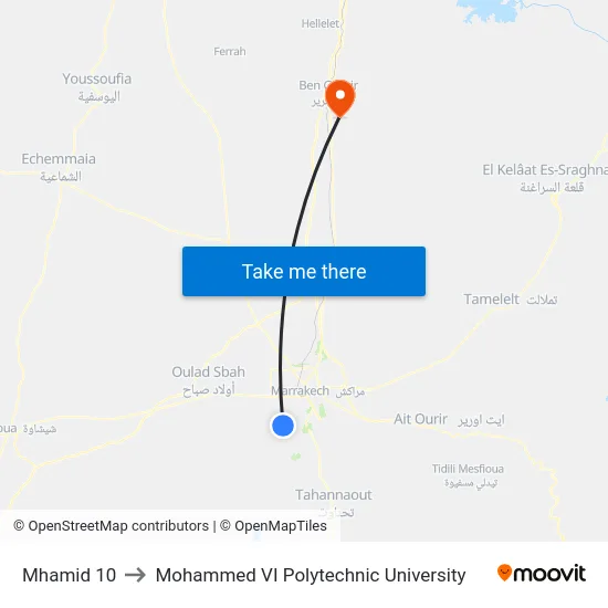 Mhamid 10 to Mohammed VI Polytechnic University map