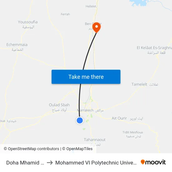 Doha Mhamid 10 to Mohammed VI Polytechnic University map