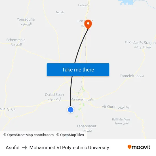 Asofid to Mohammed VI Polytechnic University map