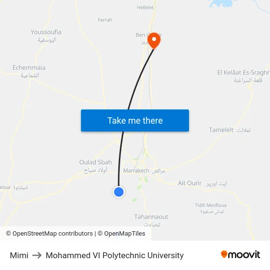 Mimi to Mohammed VI Polytechnic University map