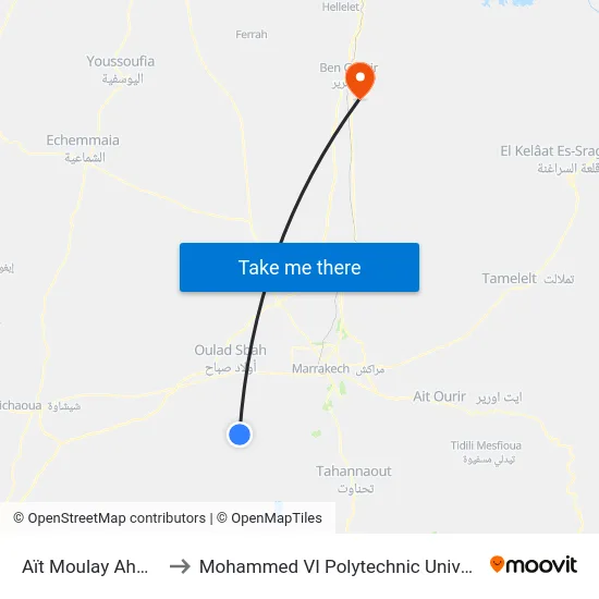Aït Moulay Ahmed to Mohammed VI Polytechnic University map
