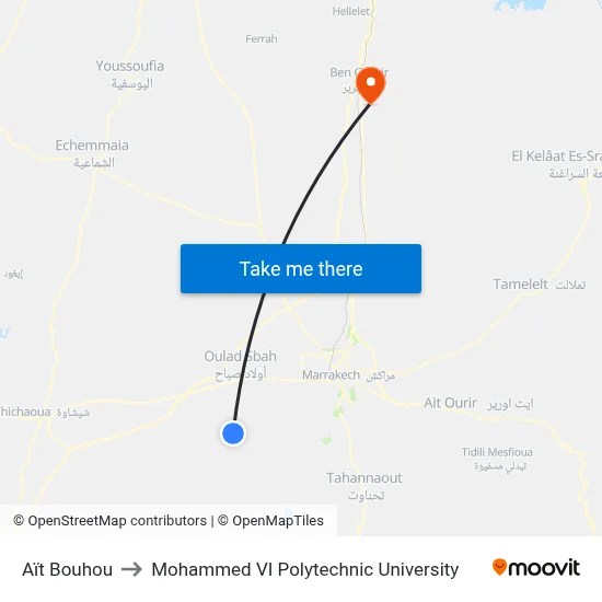 Ait Bouhou to Mohammed VI Polytechnic University map