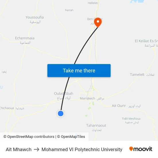 Aït Mhawch to Mohammed VI Polytechnic University map