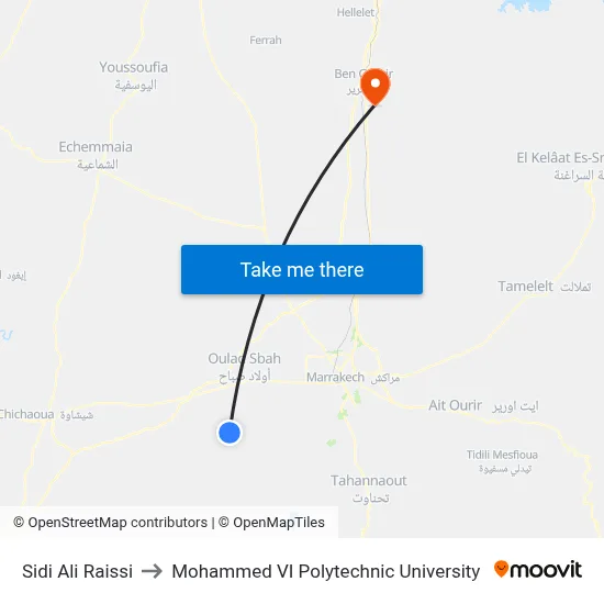 Sidi Ali Raissi to Mohammed VI Polytechnic University map