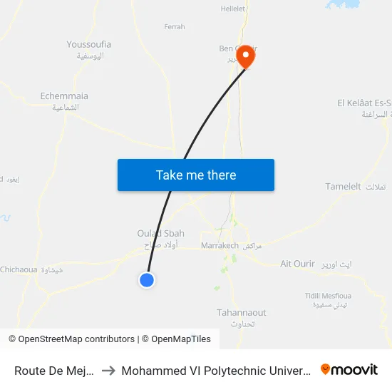 Route De Mejjat to Mohammed VI Polytechnic University map
