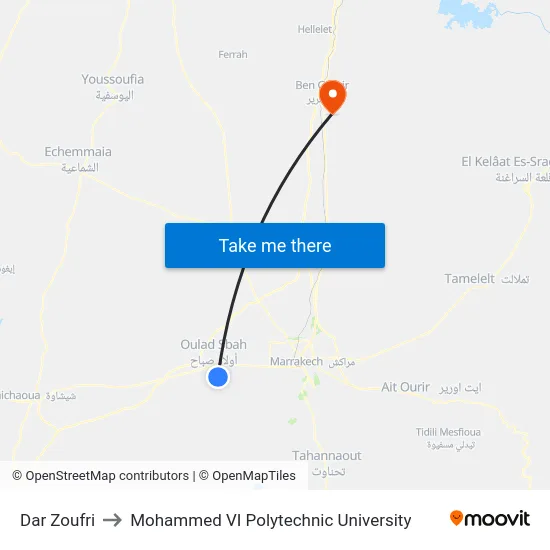 Dar Zoufri to Mohammed VI Polytechnic University map