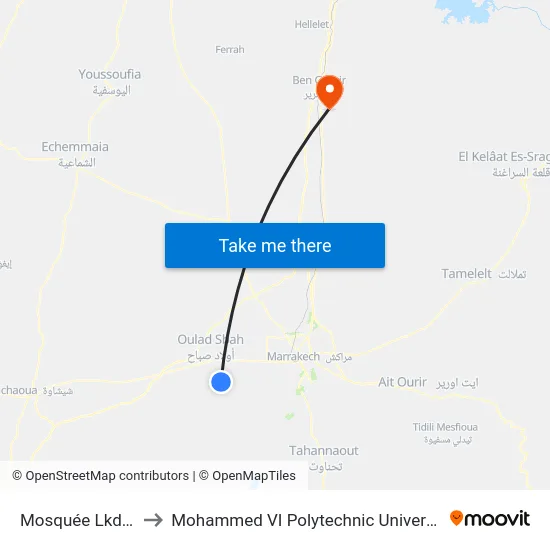 Mosquée Lkdim to Mohammed VI Polytechnic University map