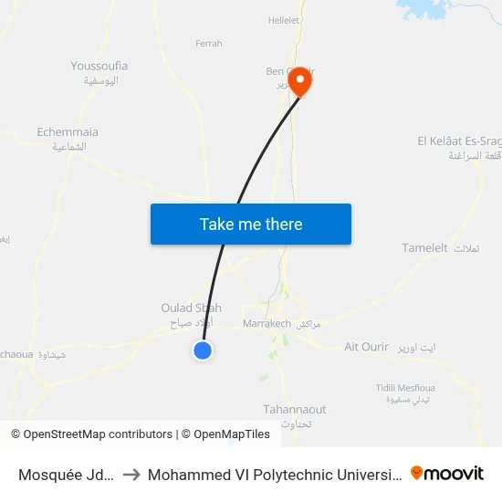 New Mosque to Mohammed VI Polytechnic University map