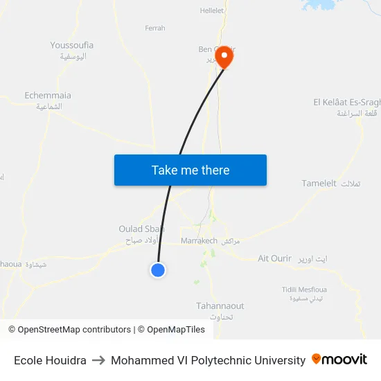 Ecole Houidra to Mohammed VI Polytechnic University map