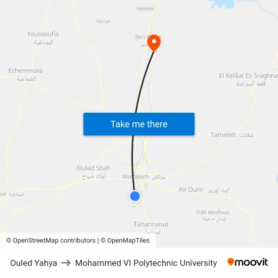 Ouled Yahya to Mohammed VI Polytechnic University map