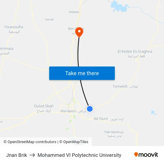 Jnan Brik to Mohammed VI Polytechnic University map