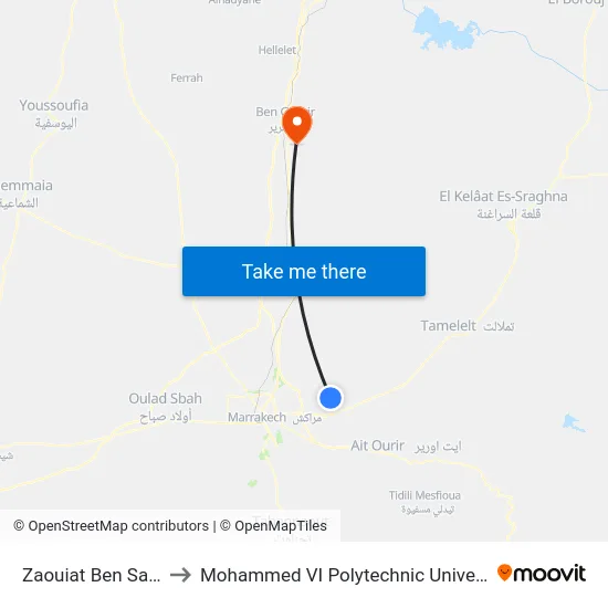Zaouiat Ben Sassi to Mohammed VI Polytechnic University map