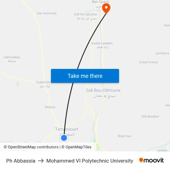 Abbassia Pharmacy to Mohammed VI Polytechnic University map