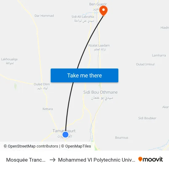 Mosquée Tranche 7 to Mohammed VI Polytechnic University map