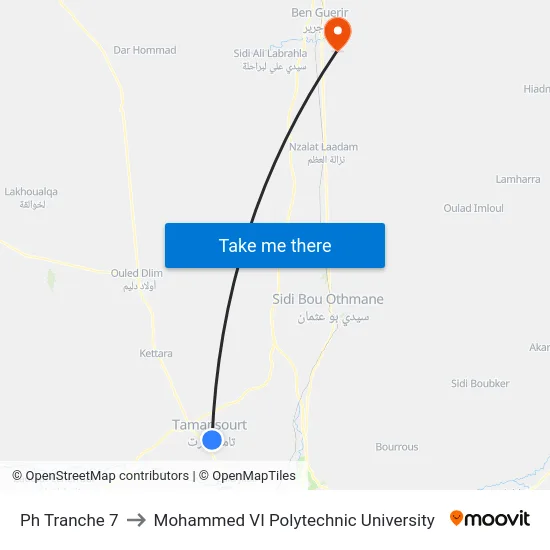 Ph Tranche 7 to Mohammed VI Polytechnic University map