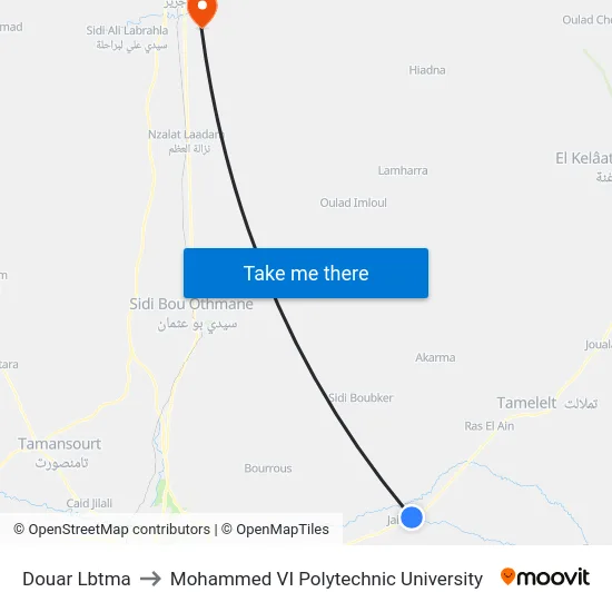 Douar Lbtma to Mohammed VI Polytechnic University map