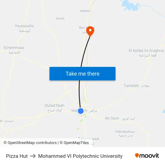Pizza Hut to Mohammed VI Polytechnic University map