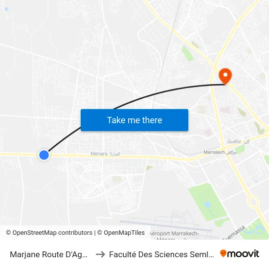 Marjane Route D'Agadir to Faculté Des Sciences Semlalia map