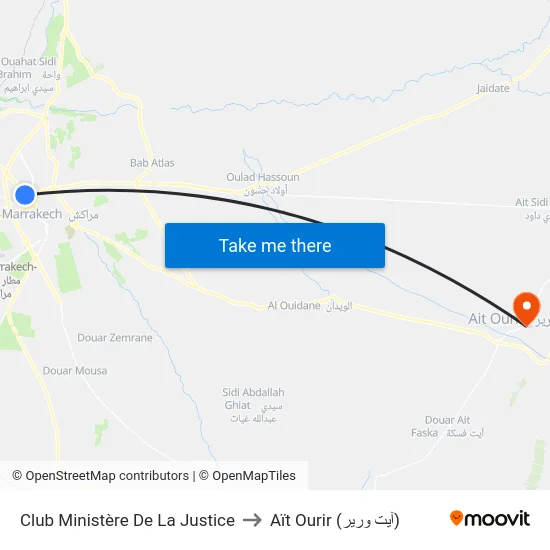 Club Ministère De La Justice to Aït Ourir (آيت ورير) map