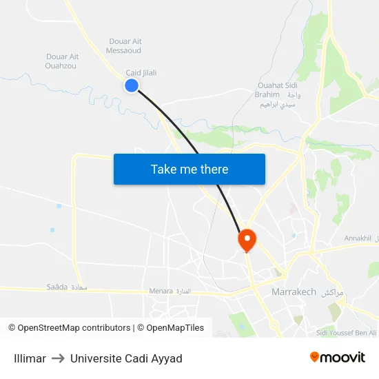 Illimar to Universite Cadi Ayyad map