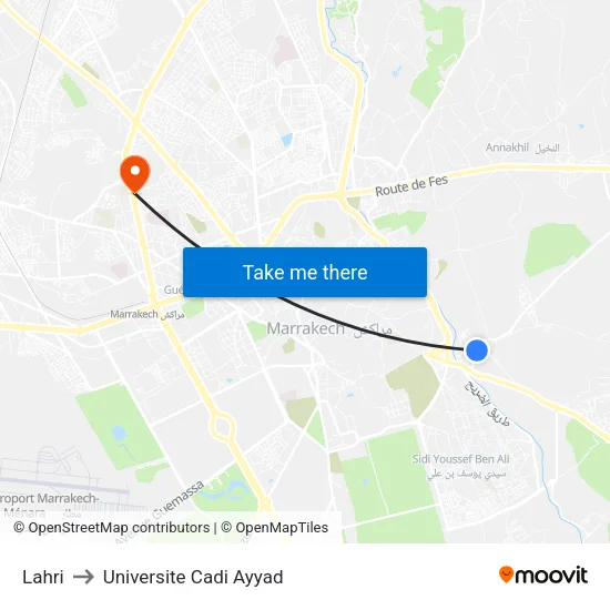Lahri to Universite Cadi Ayyad map
