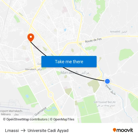 Lmassi to Universite Cadi Ayyad map