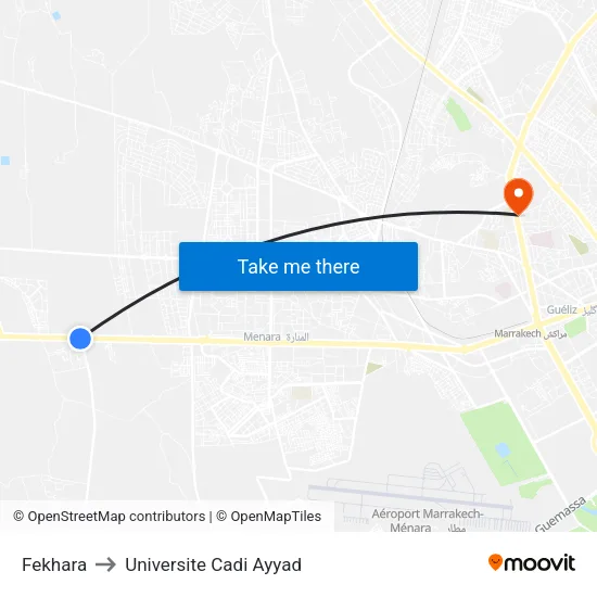 Fekhara to Universite Cadi Ayyad map
