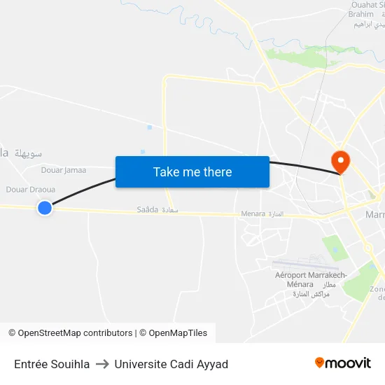 Entrée Souihla to Universite Cadi Ayyad map