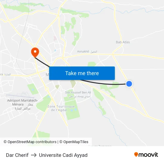 Dar Cherif to Universite Cadi Ayyad map