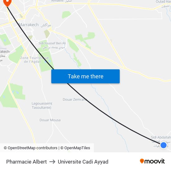 Pharmacie Albert to Universite Cadi Ayyad map