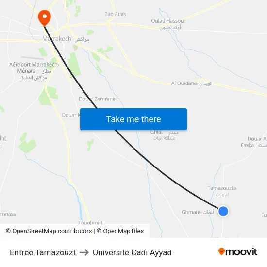 Entrée Tamazouzt to Universite Cadi Ayyad map