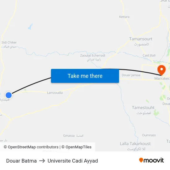 Douar Batma to Universite Cadi Ayyad map