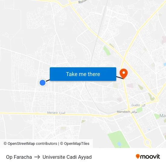 Op Faracha to Universite Cadi Ayyad map