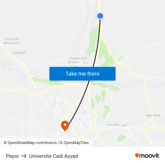 Pepsi to Universite Cadi Ayyad map