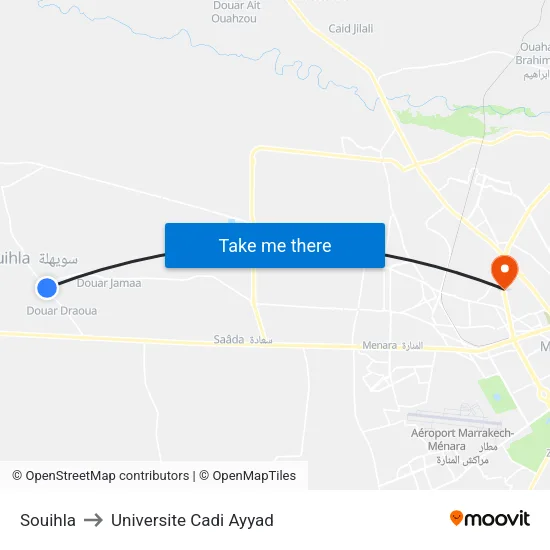 Souihla to Universite Cadi Ayyad map
